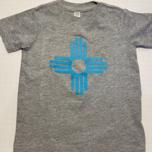 Gray T-shirt with a blue Zia Symbol