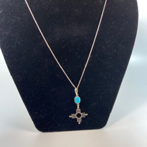 Dangle Pendant Sterling Silver Turquoise Zia Necklace