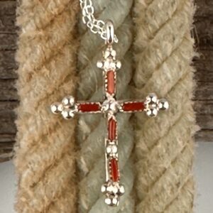 CORAL CROSS NECKLACE