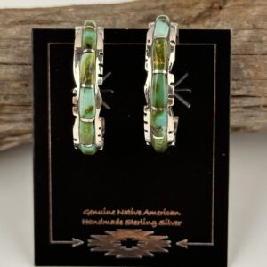 GREEN TURQUOISE HOOP EARRINGS