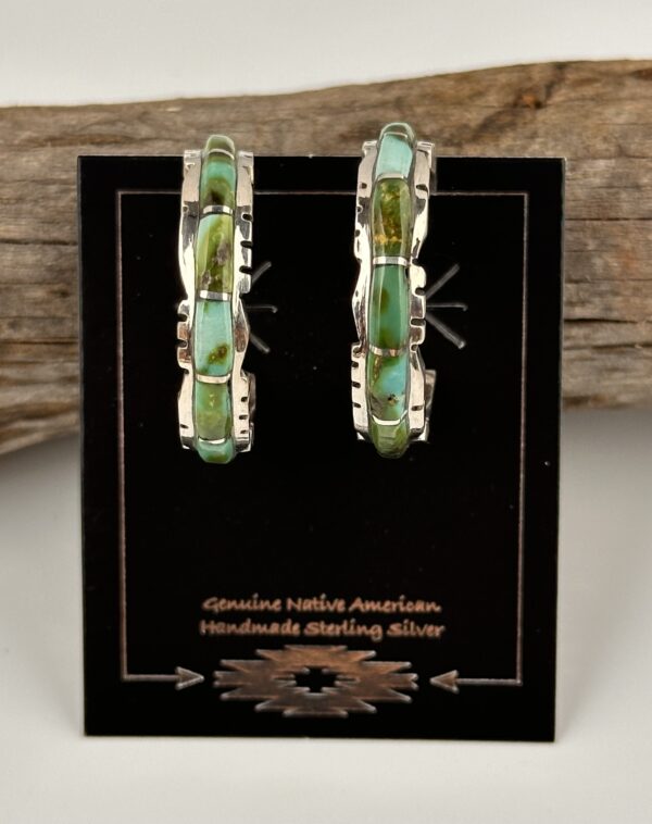 GREEN TURQUOISE HOOP EARRINGS