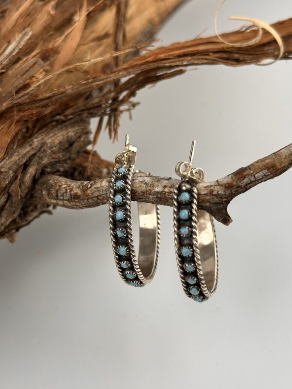 BLUE TURQUOISE HOOP EARRINGS