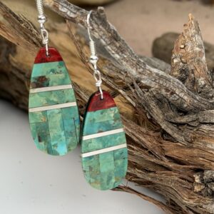 INLAY TURQUOISE-SILVER EARRINGS